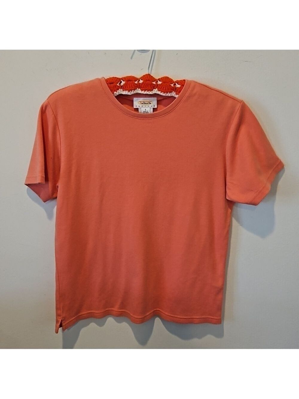 TALBOTS WOMEN'S CORAL SHORT SLEEVED CREW NECK COTTON T-SHIRT SIZE SP